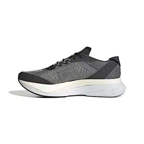 adidas Mens Adizero Boston 12 Sneaker, Black/White/Carbon, 9