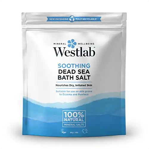 Westlab - Soothing Dead Sea Salt - 5kg Resealable Pouch - 100% Natural, Pure & Unscented Mineral Salts - Nourishes & Soothes Dry, Irritated Skin