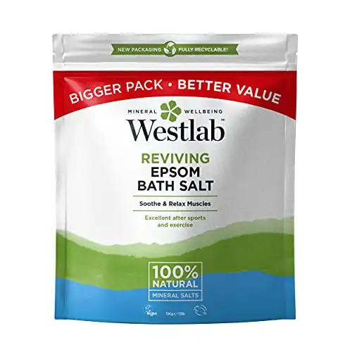 Westlab - Reviving Epsom Salt - 10kg Resealable Pouch - 100% Natural, Pure & Unscented Mineral Salts - Supports Sleep and Relieves Aching Muscles